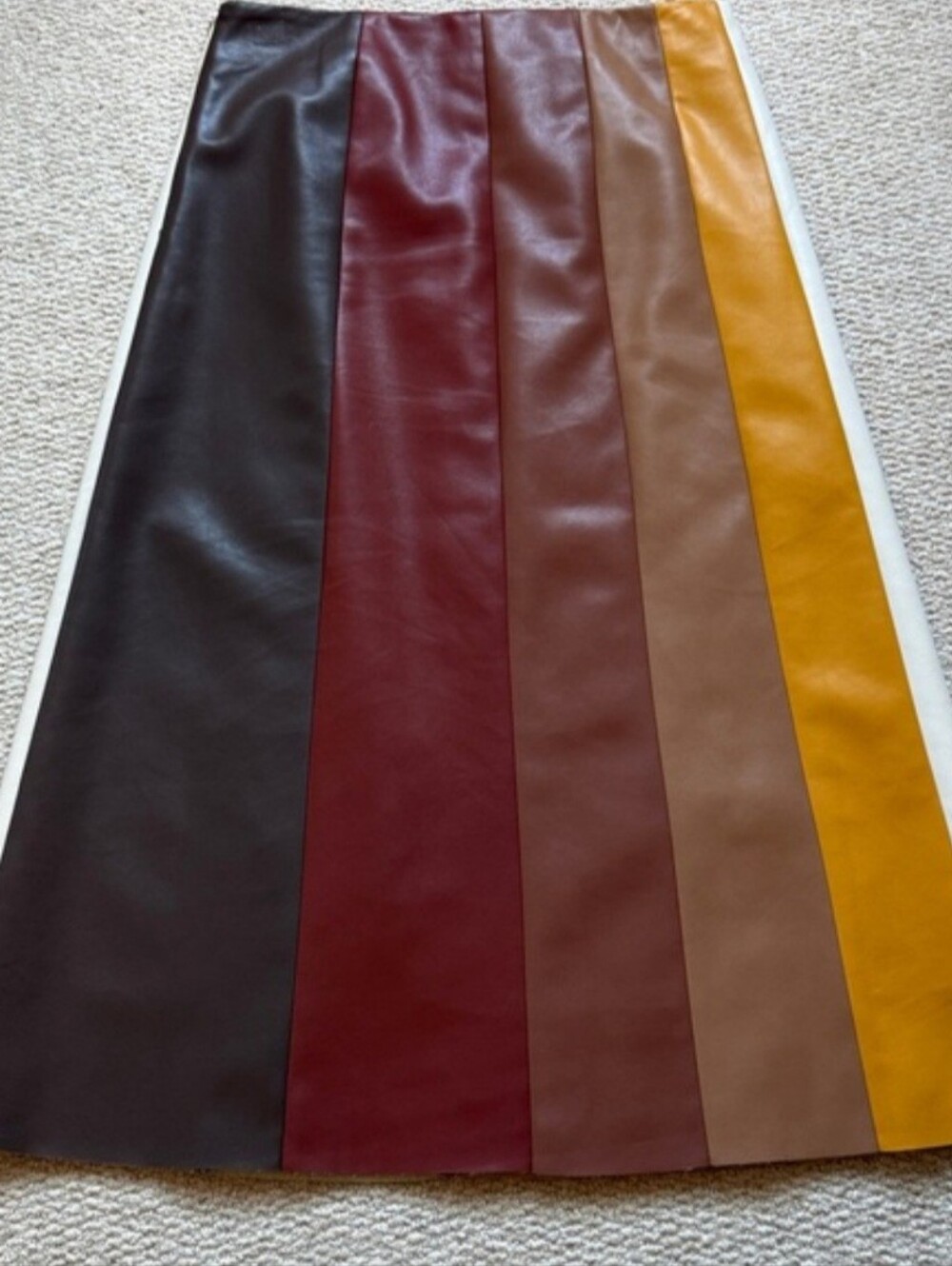 Mother Bits And Pieces Colorblock Faux Leather Midi Skirt, Medium - Picture 3 of 8